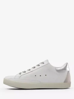 Silver Lace Up Skate Sneakers For Women