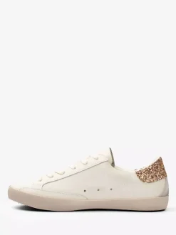 Silver Lace Up Skate Sneakers For Women