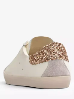 Silver Lace Up Skate Sneakers For Women