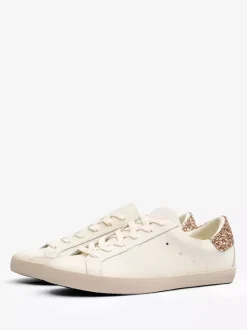 Silver Lace Up Skate Sneakers For Women