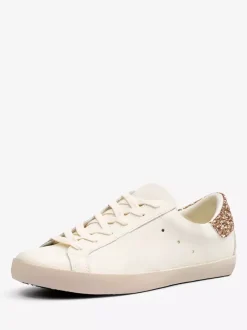 Silver Lace Up Skate Sneakers For Women