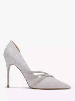 Silver Party Shoes Glitter Pointed Toe High Heel Pumps