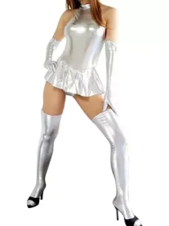 Silver Sexy Sleeveless Shiny Metallic Dress