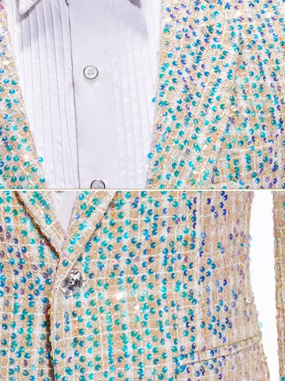 Silver Vintage Set Elegant Long Sleeves Polyester Polyester Fiber Cravat Retro Costumes For Man