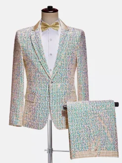 Silver Vintage Set Elegant Long Sleeves Polyester Polyester Fiber Cravat Retro Costumes For Man