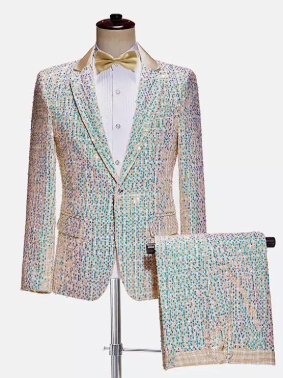 Silver Vintage Set Elegant Long Sleeves Polyester Polyester Fiber Cravat Retro Costumes For Man