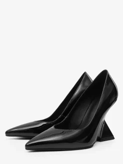 Silver Wedge Heels Women's Pointed Toe Deisgned Heel Pumps