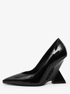 Silver Wedge Heels Women's Pointed Toe Deisgned Heel Pumps