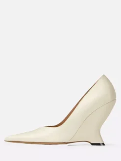 Silver Wedge Heels Women's Pointed Toe Deisgned Heel Pumps
