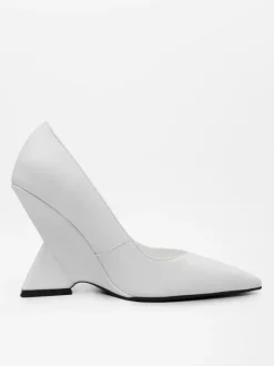 Silver Wedge Heels Women's Pointed Toe Deisgned Heel Pumps