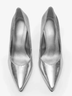 Silver Wedge Heels Women's Pointed Toe Deisgned Heel Pumps