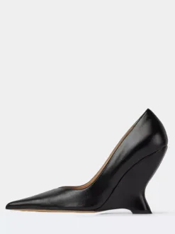 Silver Wedge Heels Women's Pointed Toe Deisgned Heel Pumps