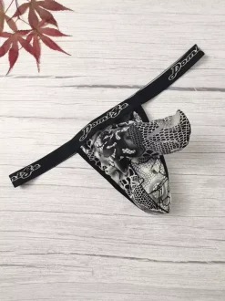 Silver Floral Lace Men Thong Transparent Mesh Pouch Sexy Elastic Underwear