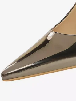 Silver High Heel Pumps Women's Pointed Toe Slip On Pumps
