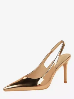 Silver High Heel Pumps Women's Pointed Toe Slip On Pumps
