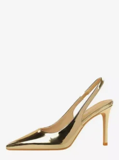 Silver High Heel Pumps Women's Pointed Toe Slip On Pumps