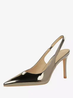 Silver High Heel Pumps Women's Pointed Toe Slip On Pumps