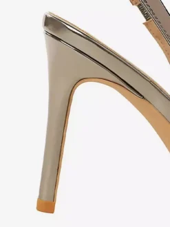 Silver High Heel Pumps Women's Pointed Toe Slip On Pumps