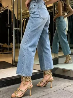 Silver High Heel Sandals Open Toe Chain Detail Strappy Party Shoes