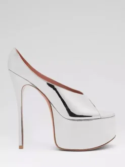 Silver High Heels Women's Platform Peep Toe Stiletto Heel Sexy Pumps