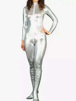 Silver Shiny Metallic Catsuit