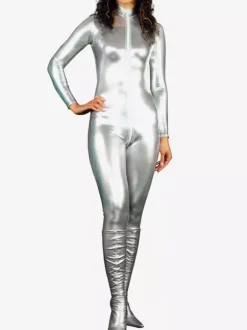 Silver Shiny Metallic Catsuit