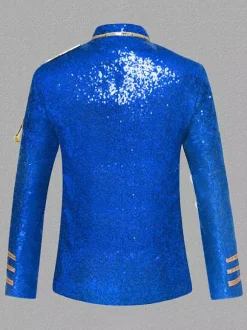 Silver Vintage Top Vintage Sequins Chains Long Sleeves Polyester Polyester Fiber Overcoat Retro Costumes For Man Burgundy