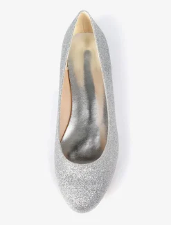 Silver Wedding Shoes Glitter Round Toe Slip On Bridesmaid Shoes Women Ballet Flats