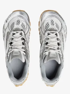 Silver Women's Sneakers Round Toe Lace Up Patchwork Sport Sneakers