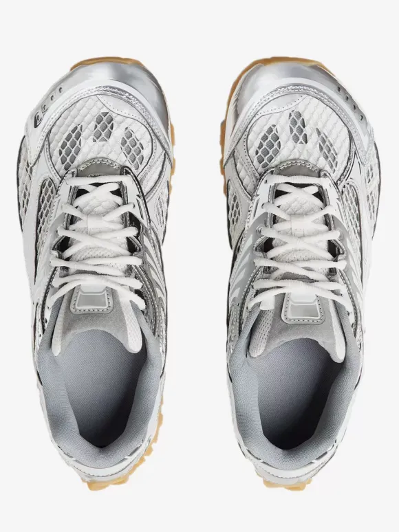 Silver Women's Sneakers Round Toe Lace Up Patchwork Sport Sneakers
