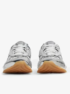 Silver Women's Sneakers Round Toe Lace Up Patchwork Sport Sneakers