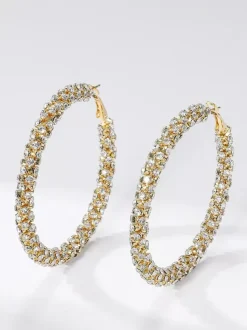 Simple Rhinestone Large Hoop Earrings For Women 2026