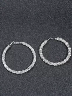 Simple Rhinestone Large Hoop Earrings For Women 2026