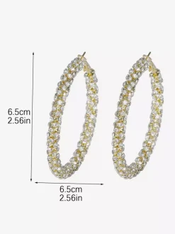 Simple Rhinestone Large Hoop Earrings For Women 2026