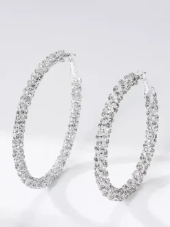 Simple Rhinestone Large Hoop Earrings For Women 2026
