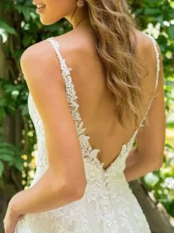 Simple Wedding Dress 2026 A Line V Neck Sleeveless Floor Length Beach Bridal Dresses With Train Free Customization