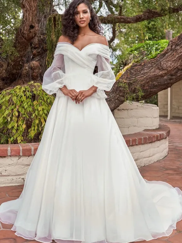 Simple Wedding Dress 2026 Bateau Neck Long Sleeves A-Line Bridal Dresses Free Customization