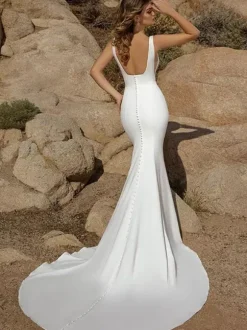Simple Wedding Dress 2026 Mermaid Square Neck Sleeveless Bridal Gowns Free Customization