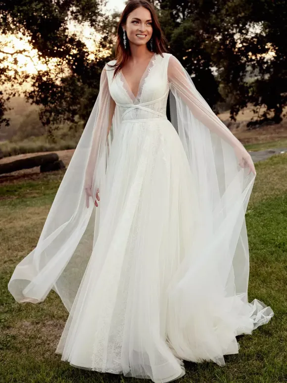 Simple Wedding Dress A-Line V-Neck Sleeveless Sash Bridal Gowns