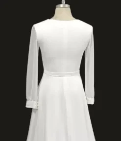 Simple Wedding Dress A-Line V-Neck Long Sleeves Bridal Gowns Free Customization