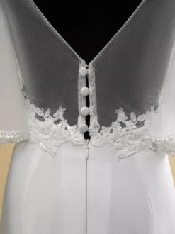 Simple Wedding Dress Lace Illusion Neckline Short Sleeves Lace Ball Gown 40cm Bridal Gowns