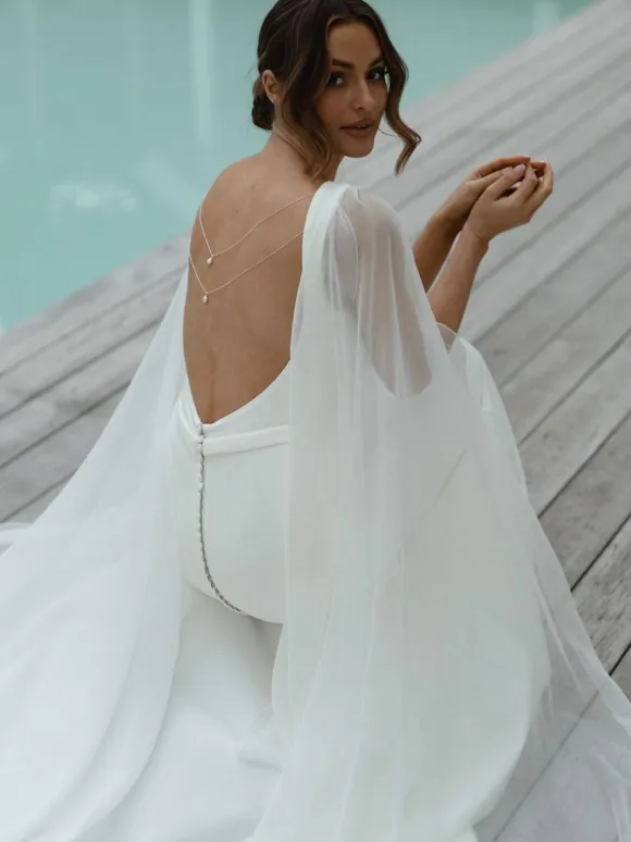 Simple Wedding Dress Mermaid Jewel Neck Sleeveless Bridal Gowns Free Customization