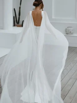 Simple Wedding Dress Mermaid Jewel Neck Sleeveless Bridal Gowns Free Customization