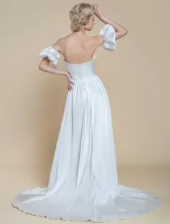 Simple Wedding Dress Princess Silhouette Strapless Short Sleeves 30cm Bridal Gowns