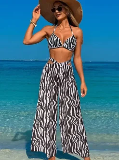 Simple Bikini And Sheer Beach Pants 3 Piece Set For Summer 2026