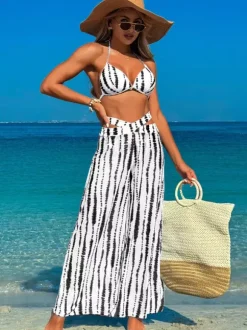 Simple Bikini And Sheer Beach Pants 3 Piece Set For Summer 2026