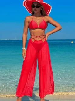 Simple Bikini And Sheer Beach Pants 3 Piece Set For Summer 2026
