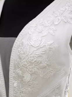 Simple Bohemian Wedding Dress Lace V-Neck Long Sleeve Back Zipper Short Train
