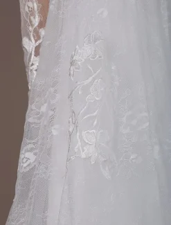 Simple Wedding Dress A Line V Neck Long Sleeves Lace Floor Length Bridal Gowns Free Customization