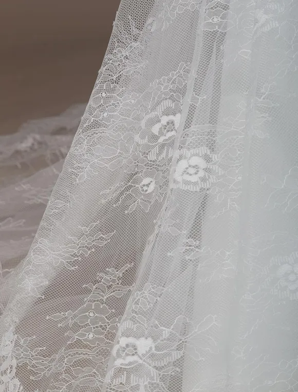 Simple Wedding Dress A Line V Neck Long Sleeves Lace Floor Length Bridal Gowns Free Customization